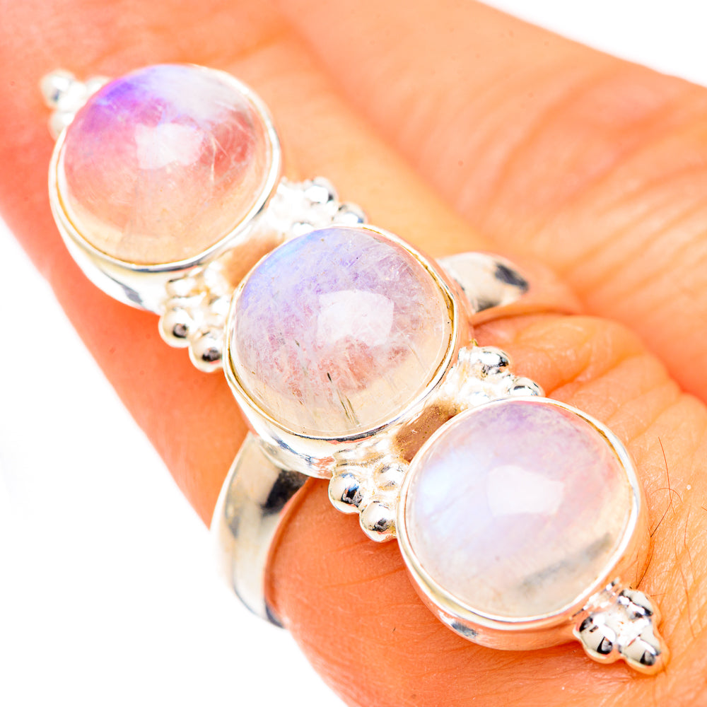 Rainbow Moonstone Rings handcrafted by Ana Silver Co - RING125567