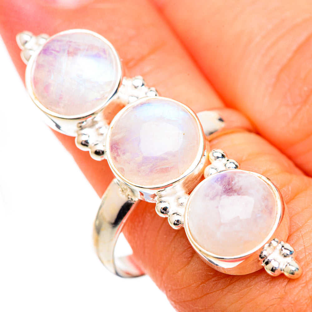 Rainbow Moonstone Rings handcrafted by Ana Silver Co - RING125568