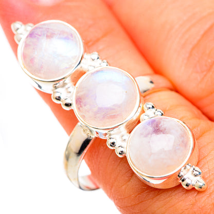Rainbow Moonstone Rings handcrafted by Ana Silver Co - RING125568