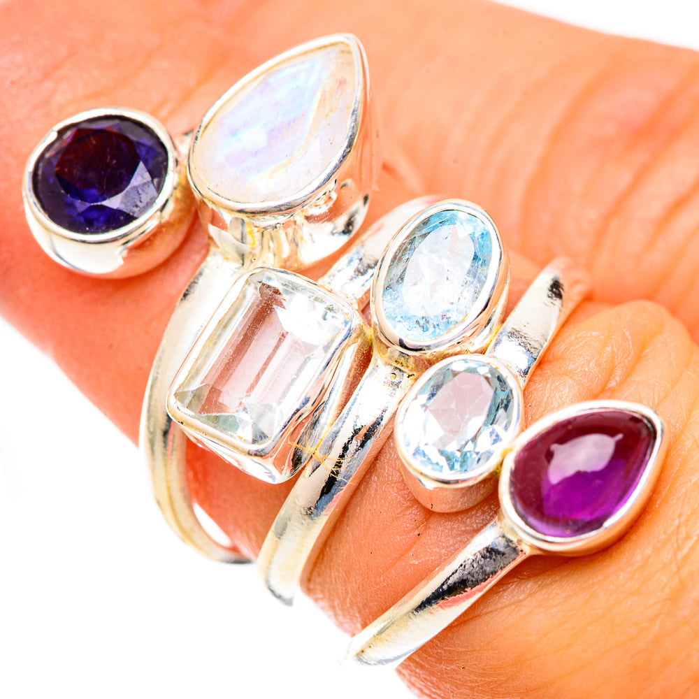 Rainbow Moonstone Rings handcrafted by Ana Silver Co - RING125570