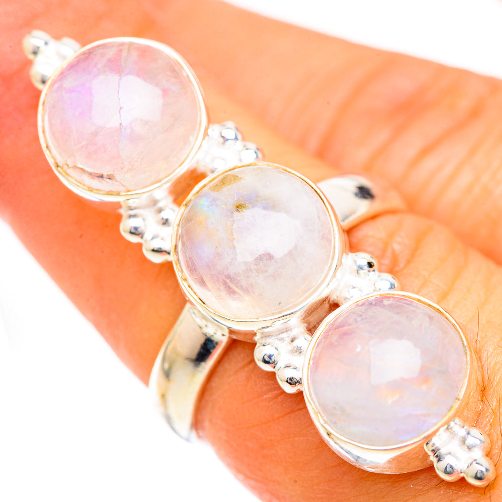 Rainbow Moonstone Rings handcrafted by Ana Silver Co - RING125572