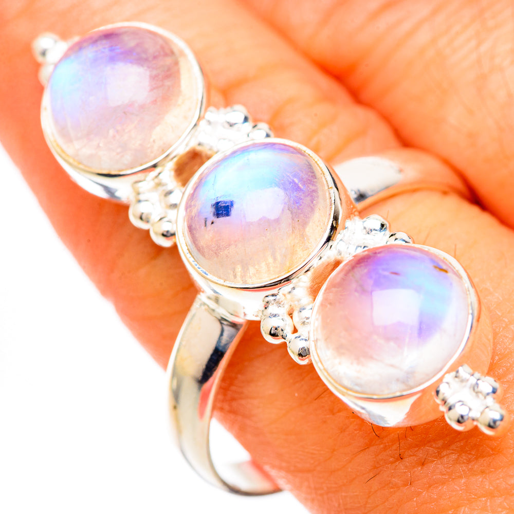 Rainbow Moonstone Rings handcrafted by Ana Silver Co - RING125573