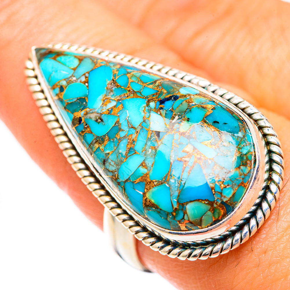 Blue Copper Composite Turquoise Rings handcrafted by Ana Silver Co - RING125576