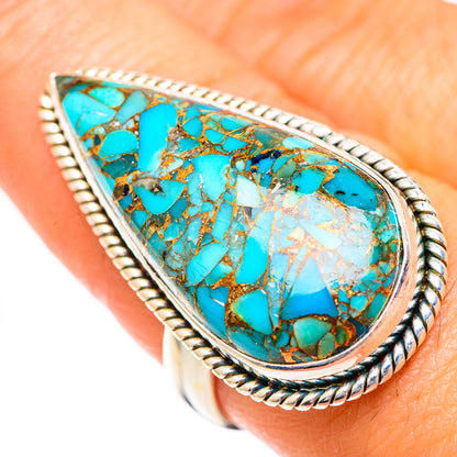 Blue Copper Composite Turquoise Rings handcrafted by Ana Silver Co - RING125576