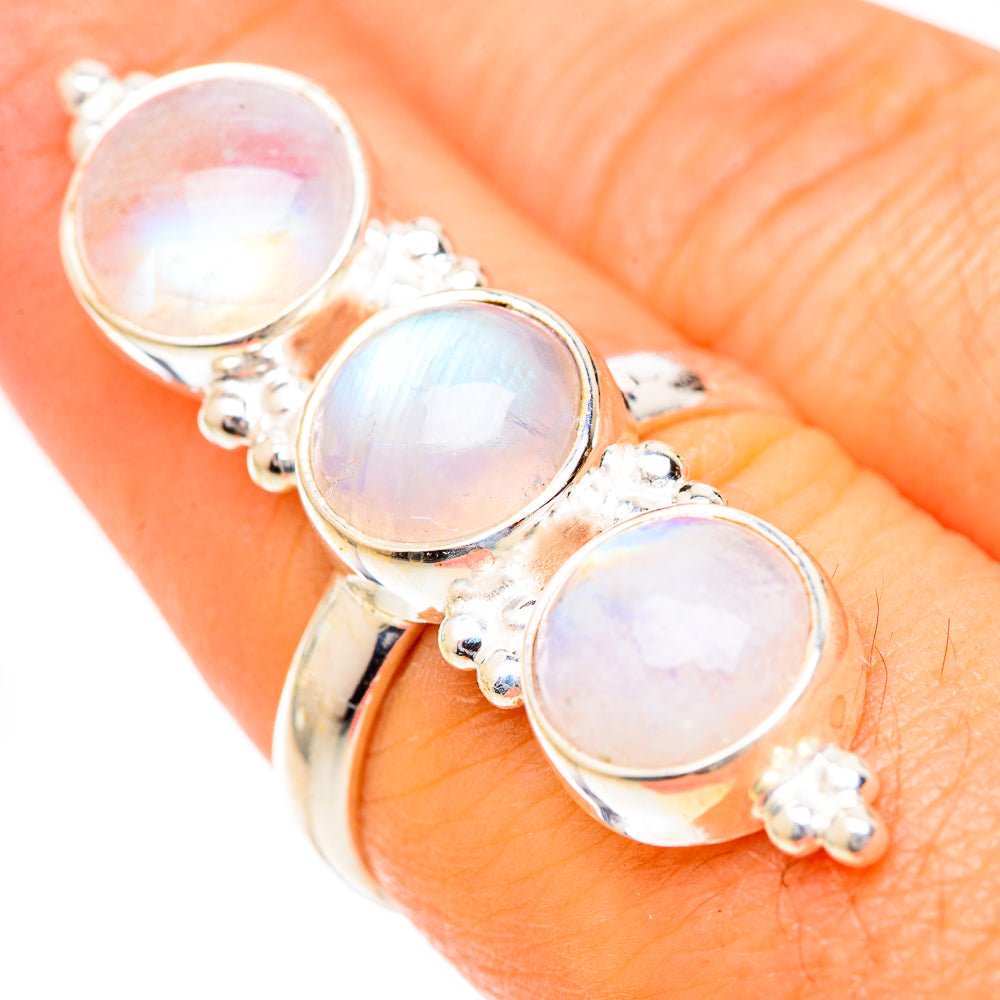 Rainbow Moonstone Rings handcrafted by Ana Silver Co - RING125581