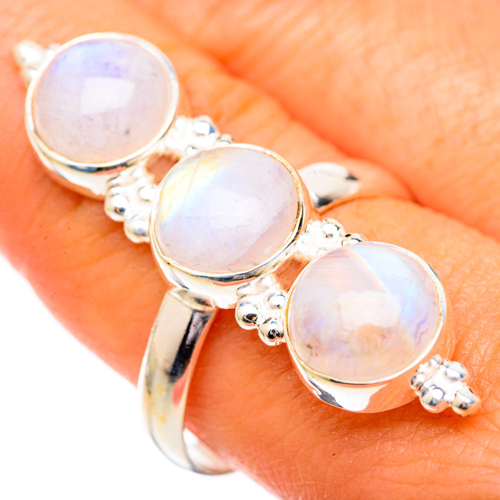 Rainbow Moonstone Rings handcrafted by Ana Silver Co - RING125582