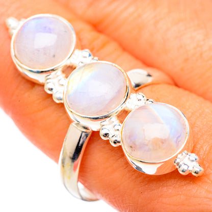 Rainbow Moonstone Rings handcrafted by Ana Silver Co - RING125582