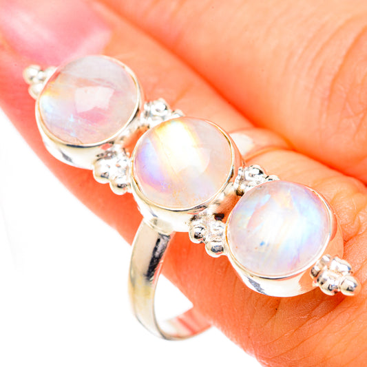 Rainbow Moonstone Rings handcrafted by Ana Silver Co - RING125586