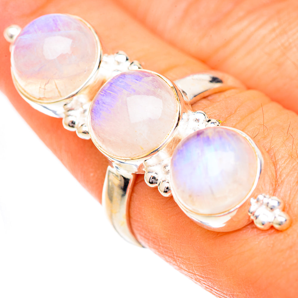 Rainbow Moonstone Rings handcrafted by Ana Silver Co - RING125587
