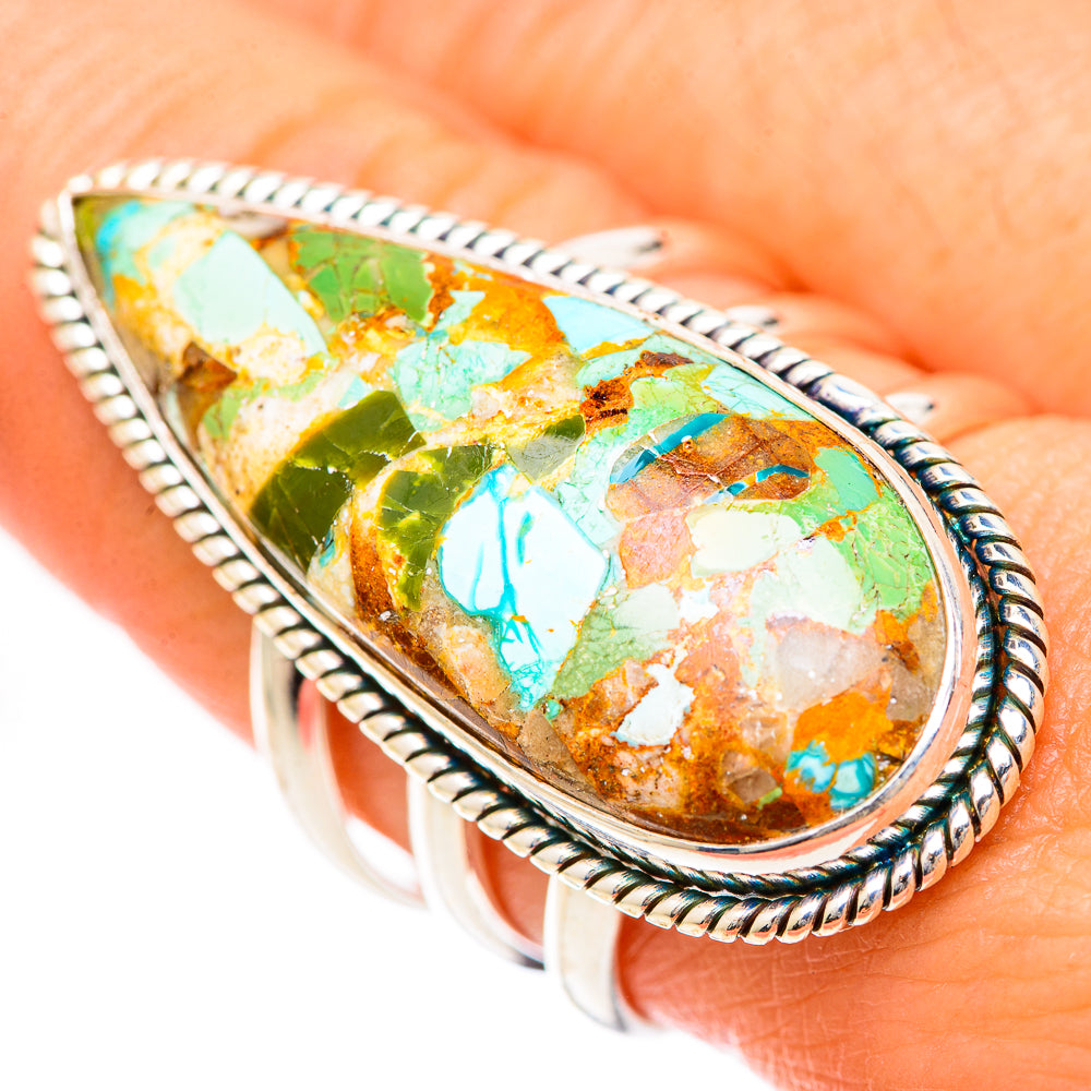 Blue Copper Composite Turquoise Rings handcrafted by Ana Silver Co - RING125588