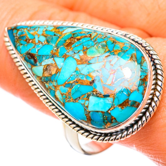 Blue Copper Composite Turquoise Rings handcrafted by Ana Silver Co - RING125589