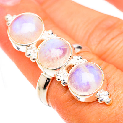 Rainbow Moonstone Rings handcrafted by Ana Silver Co - RING125593