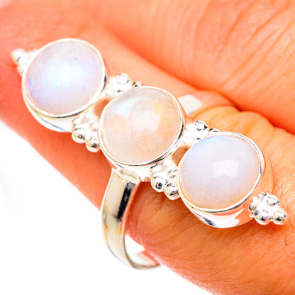 Rainbow Moonstone Rings handcrafted by Ana Silver Co - RING125594
