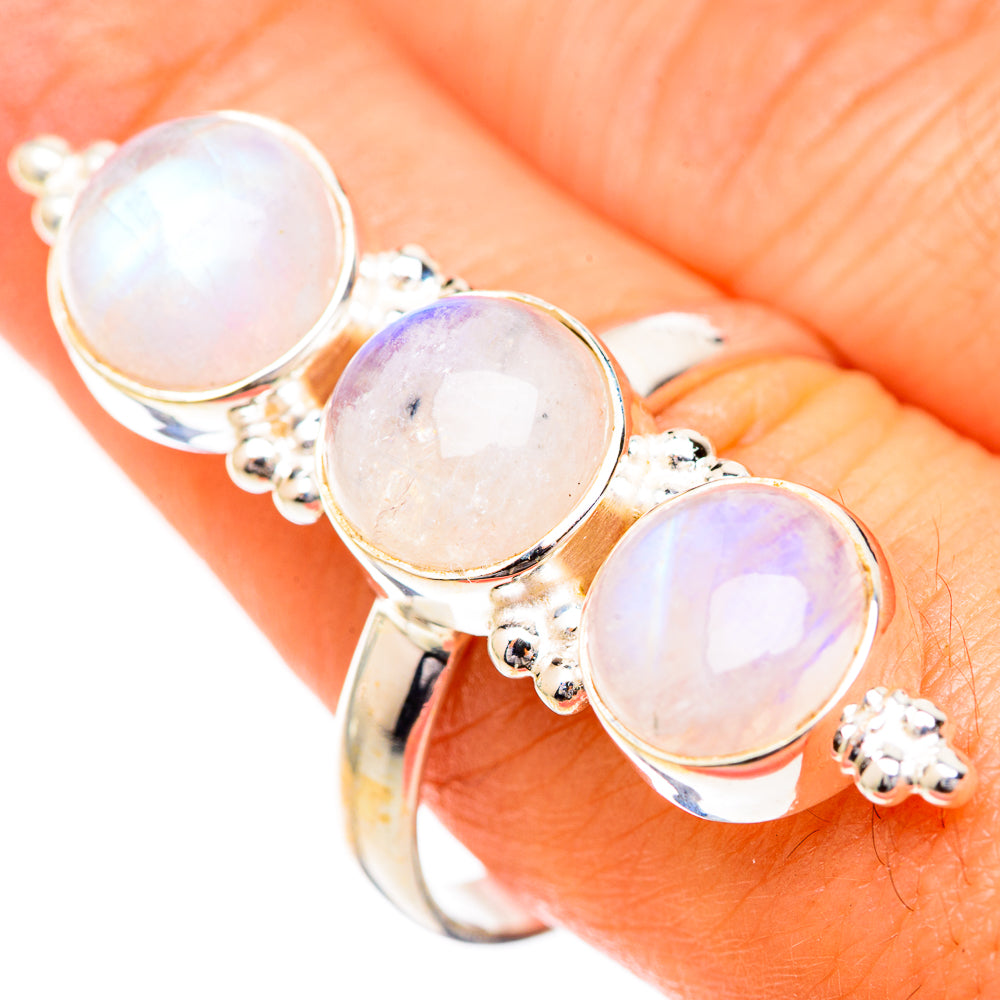 Rainbow Moonstone Rings handcrafted by Ana Silver Co - RING125597