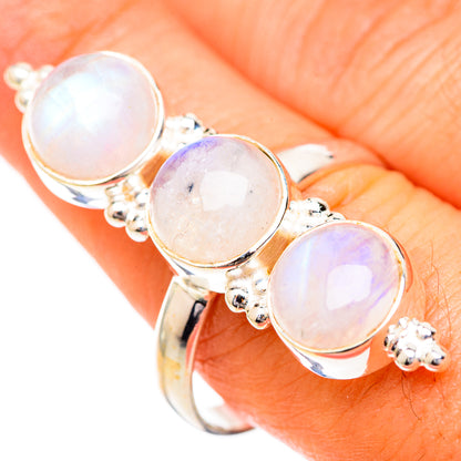 Rainbow Moonstone Rings handcrafted by Ana Silver Co - RING125597