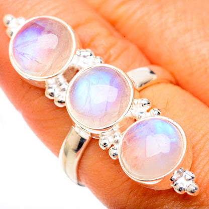 Rainbow Moonstone Rings handcrafted by Ana Silver Co - RING125598