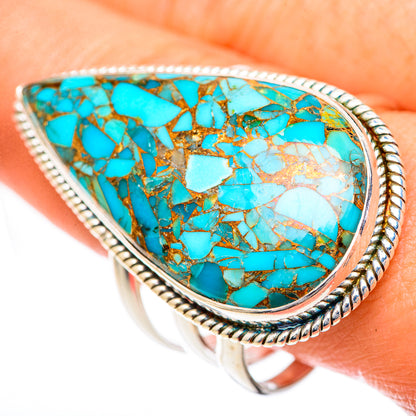 Blue Copper Composite Turquoise Rings handcrafted by Ana Silver Co - RING125601