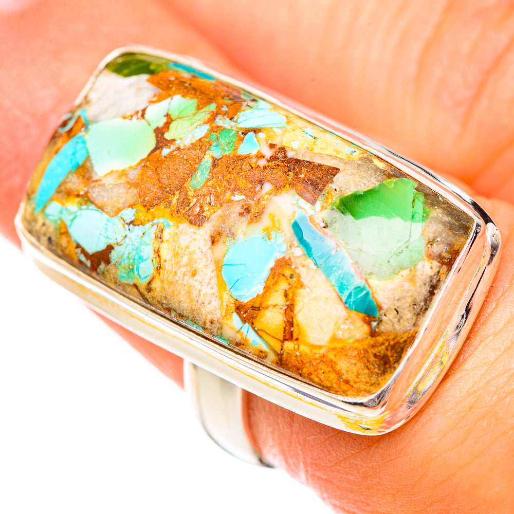 Blue Copper Composite Turquoise Rings handcrafted by Ana Silver Co - RING125602