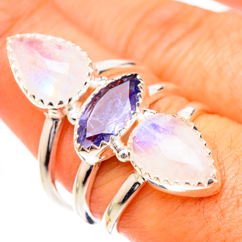 Rainbow Moonstone Rings handcrafted by Ana Silver Co - RING125604