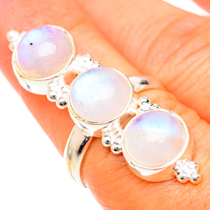 Rainbow Moonstone Rings handcrafted by Ana Silver Co - RING125605