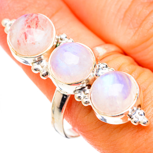 Rainbow Moonstone Rings handcrafted by Ana Silver Co - RING125606