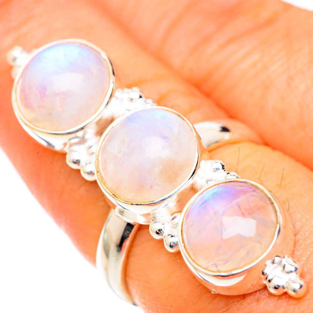 Rainbow Moonstone Rings handcrafted by Ana Silver Co - RING125610