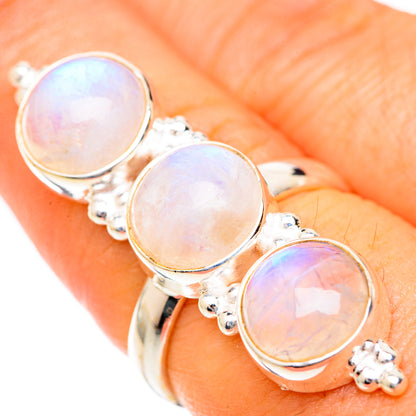 Rainbow Moonstone Rings handcrafted by Ana Silver Co - RING125610
