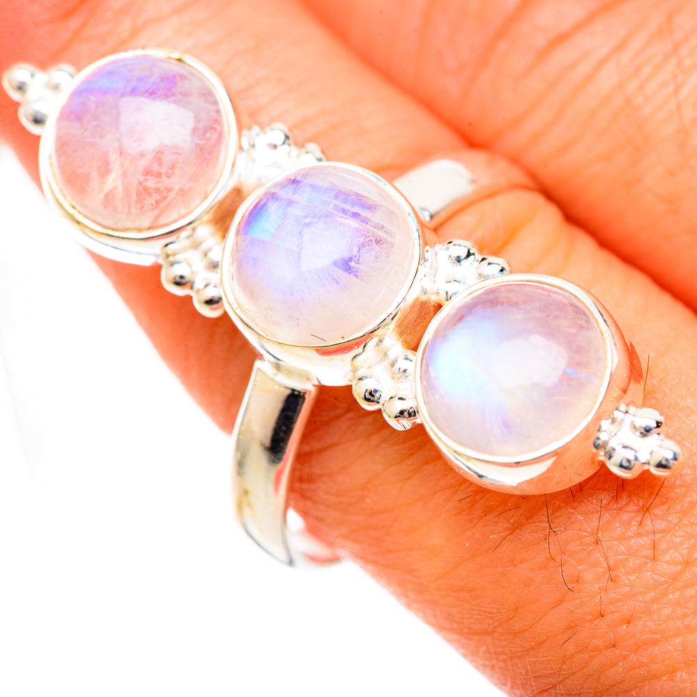 Rainbow Moonstone Rings handcrafted by Ana Silver Co - RING125611