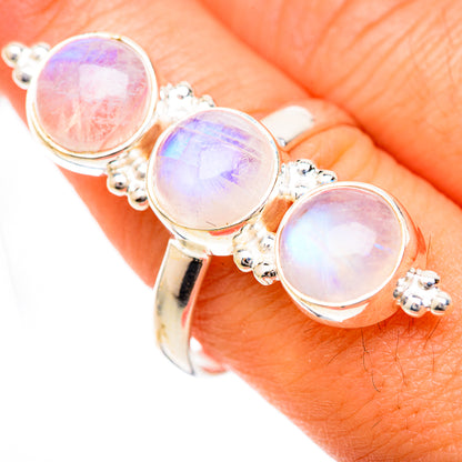 Rainbow Moonstone Rings handcrafted by Ana Silver Co - RING125611