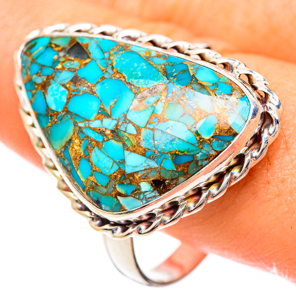 Blue Copper Composite Turquoise Rings handcrafted by Ana Silver Co - RING125613