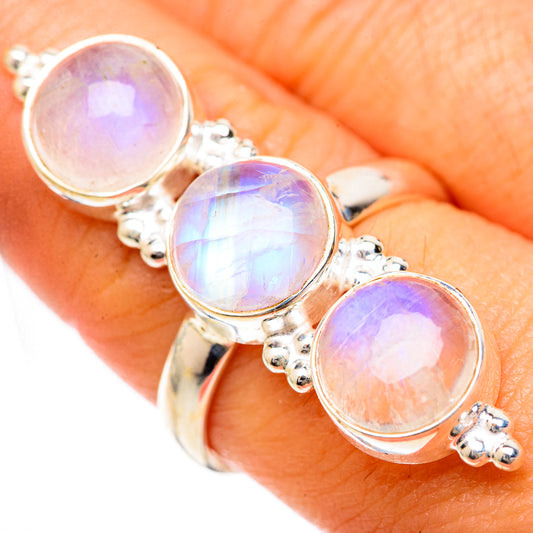 Rainbow Moonstone Rings handcrafted by Ana Silver Co - RING125616