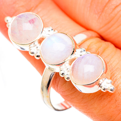 Rainbow Moonstone Rings handcrafted by Ana Silver Co - RING125617