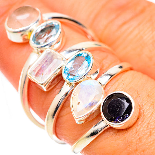 Rainbow Moonstone Rings handcrafted by Ana Silver Co - RING125619