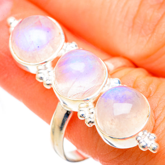 Rainbow Moonstone Rings handcrafted by Ana Silver Co - RING125621