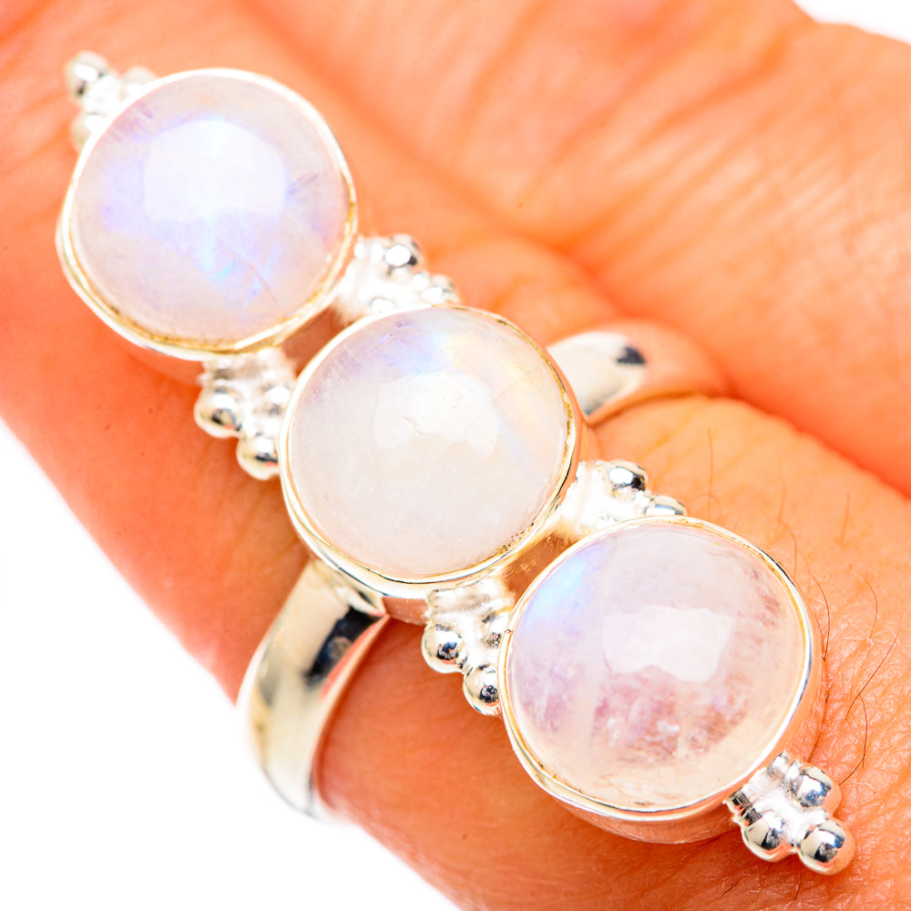 Rainbow Moonstone Rings handcrafted by Ana Silver Co - RING125622