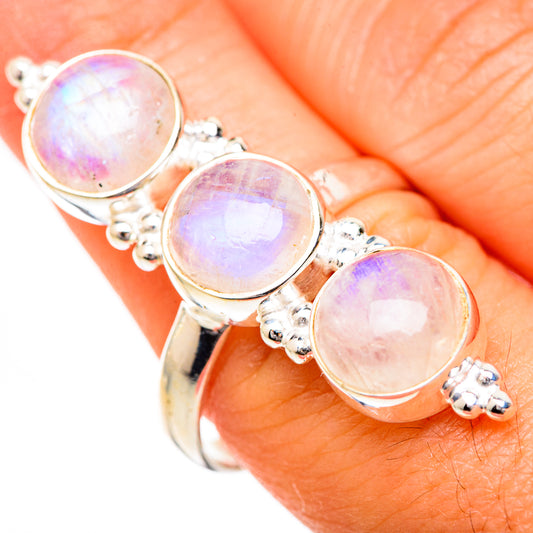Rainbow Moonstone Rings handcrafted by Ana Silver Co - RING125627