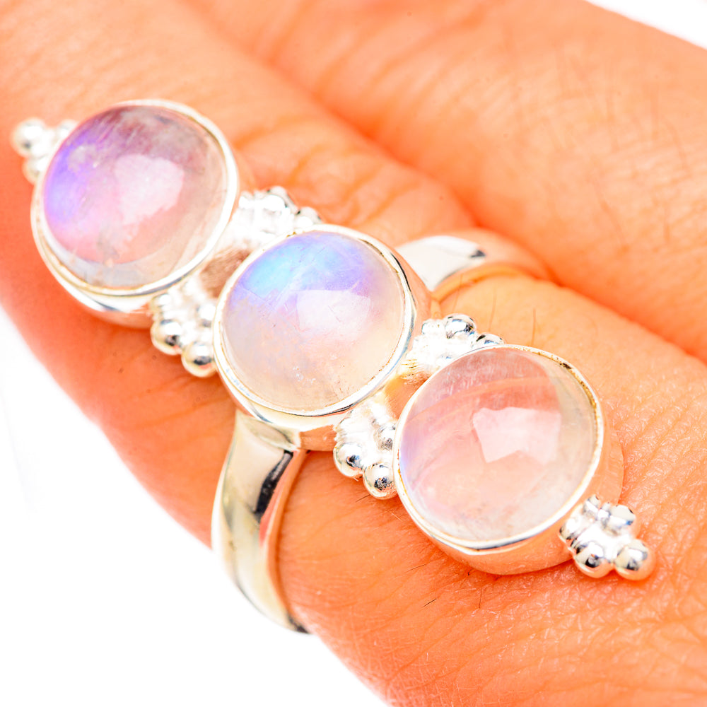 Rainbow Moonstone Rings handcrafted by Ana Silver Co - RING125628