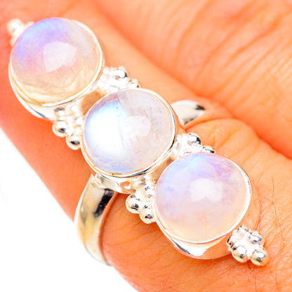 Rainbow Moonstone Rings handcrafted by Ana Silver Co - RING125632