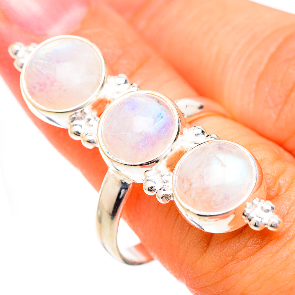 Rainbow Moonstone Rings handcrafted by Ana Silver Co - RING125633