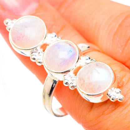 Rainbow Moonstone Rings handcrafted by Ana Silver Co - RING125633