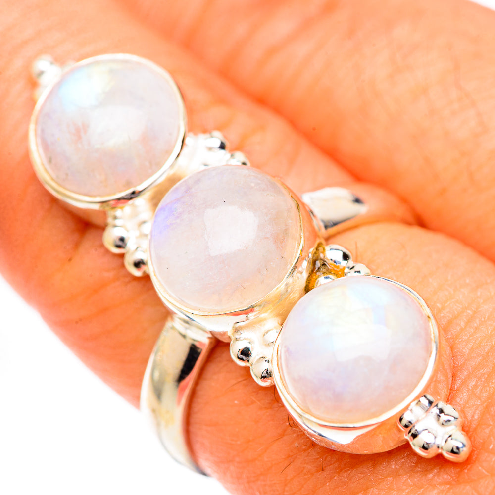 Rainbow Moonstone Rings handcrafted by Ana Silver Co - RING125640