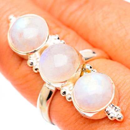 Rainbow Moonstone Rings handcrafted by Ana Silver Co - RING125640