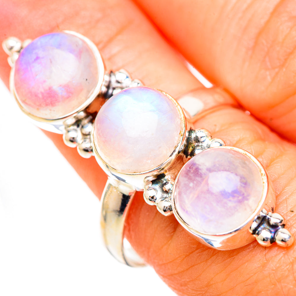 Rainbow Moonstone Rings handcrafted by Ana Silver Co - RING125641