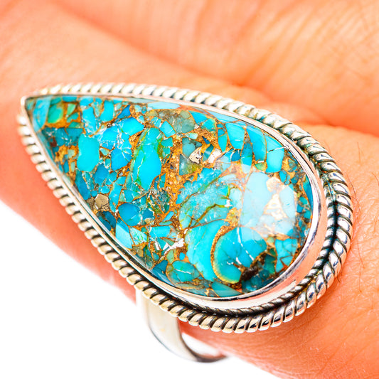 Blue Copper Composite Turquoise Rings handcrafted by Ana Silver Co - RING125642