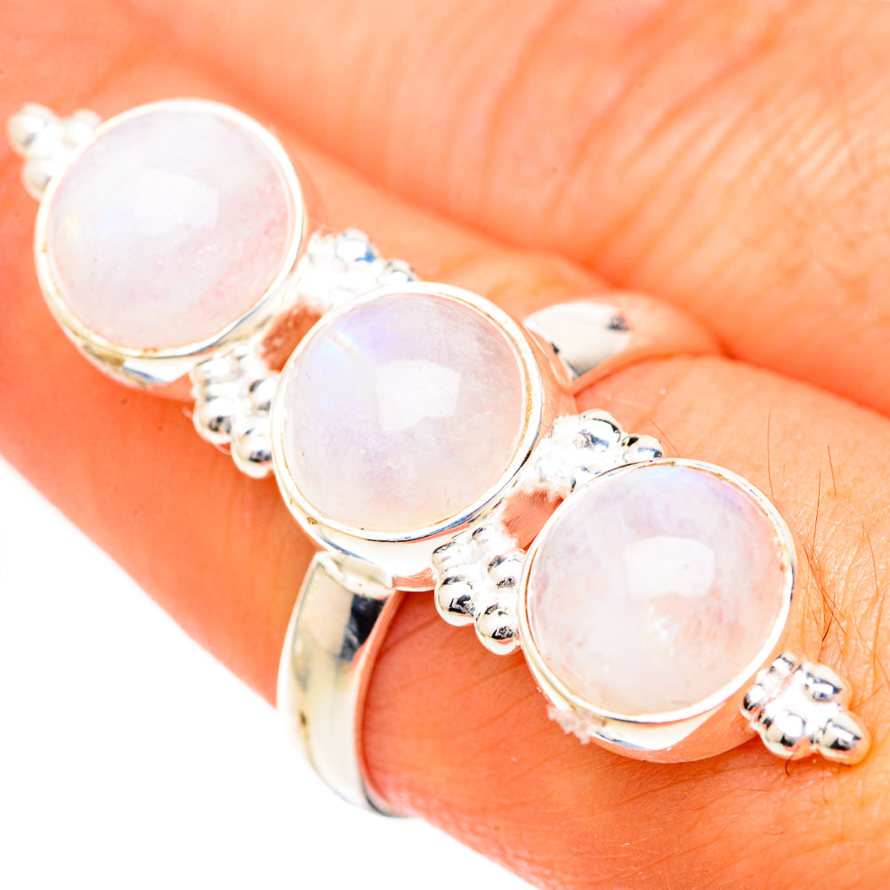 Rainbow Moonstone Rings handcrafted by Ana Silver Co - RING125653