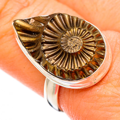 Pyrite Sea Shell Rings handcrafted by Ana Silver Co - RING125777