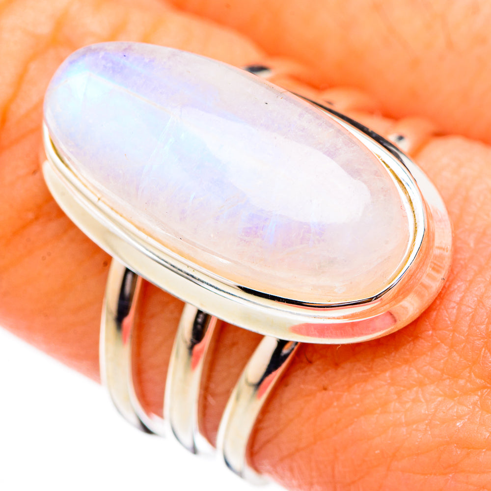 Rainbow Moonstone Rings handcrafted by Ana Silver Co - RING125782