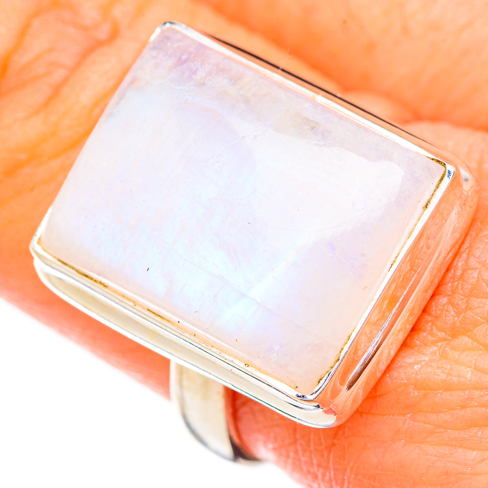Rainbow Moonstone Rings handcrafted by Ana Silver Co - RING125783