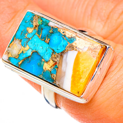 Blue Copper Composite Turquoise Rings handcrafted by Ana Silver Co - RING125784