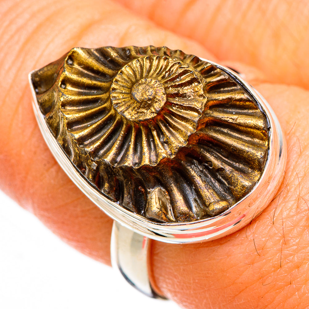 Pyrite Sea Shell Rings handcrafted by Ana Silver Co - RING125806